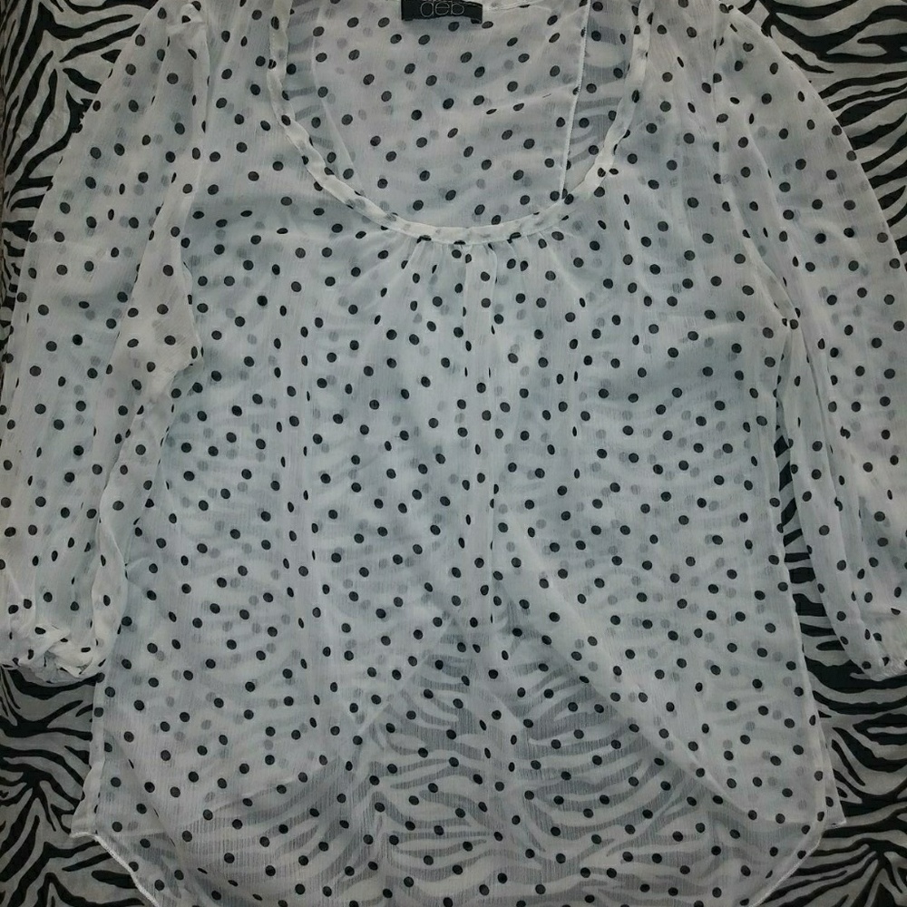 Womens white blouse with polka dots print